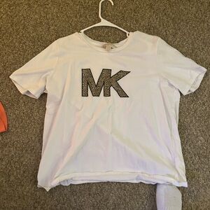Michael Kors White Short Sleeve Tee with Black Logo